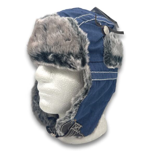 Denim Style Aviator Hat Supple Faux Fur Winter Ski Trooper Trapper Ear Flap Cap - Picture 3 of 9